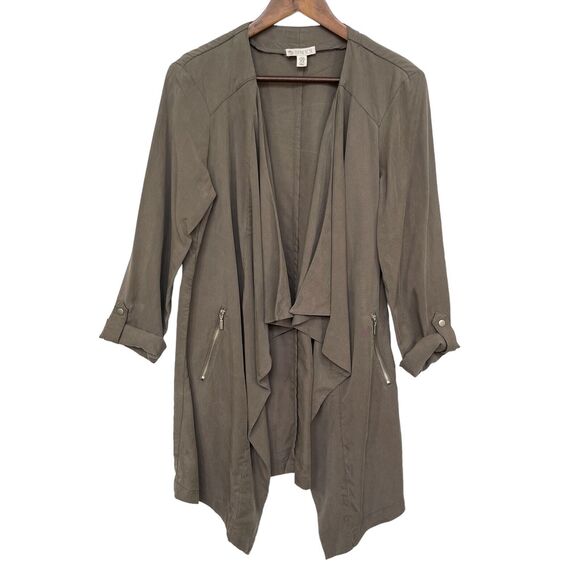 Eliane Rose Drape Open Front Utility Jacket Women Size M Green Oversized Pockets - Picture 1 of 11
